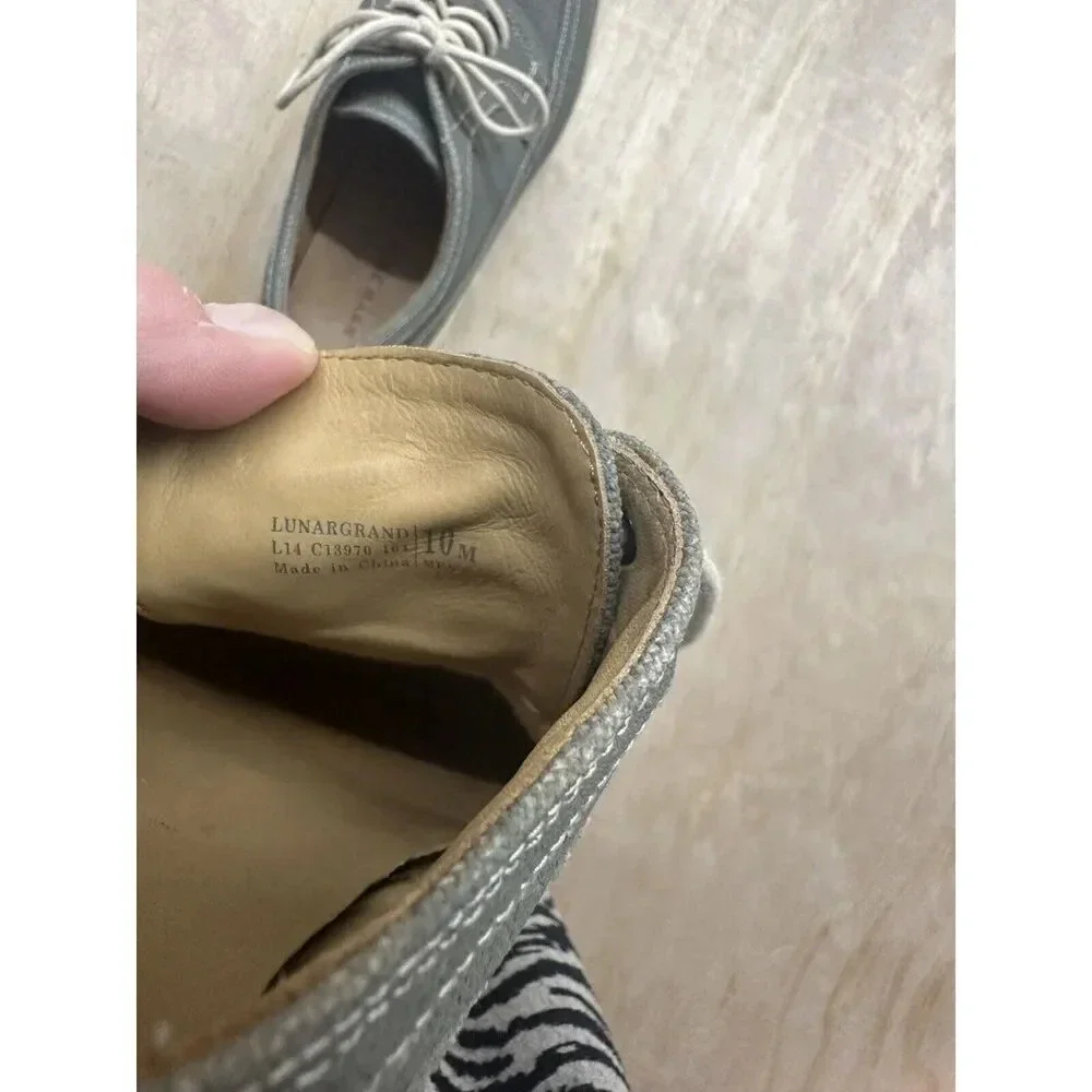 Cole Haan  lunarlon‎ Long Wing Canvas Shoe 10m Iron Gray Oxford Lace Up EUC